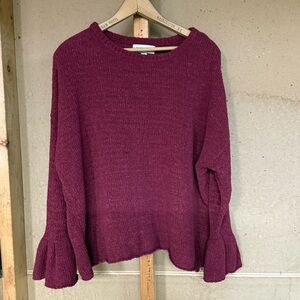 Knox Rose Burgundy Bell Sleeve Sweater – Size M Cozy!
